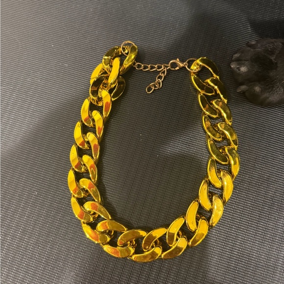 Golden Cuban Link Dog Necklace - Picture 2 of 6